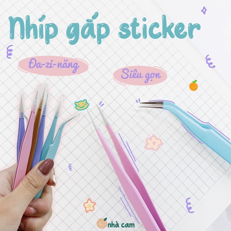 [Mã SKAMLS204 giảm 10% đơn 50K] Nhíp Gắp Sticker Pastel Nhà Cam