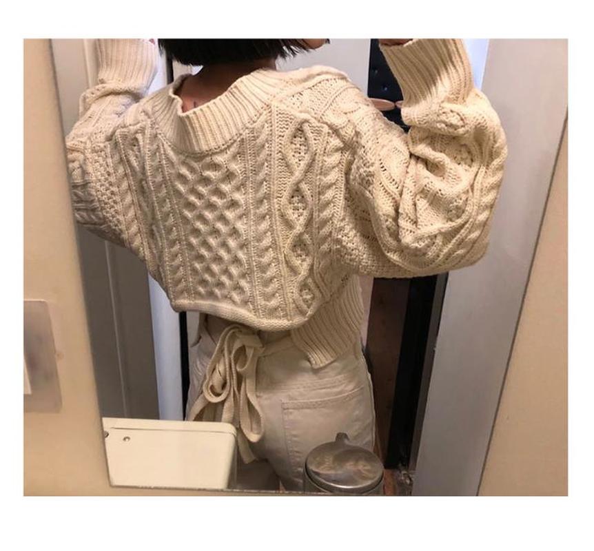 DUNEA COD Áo sweater ngắn phối dây buộc quyến rũ phong cách Hàn Quốc