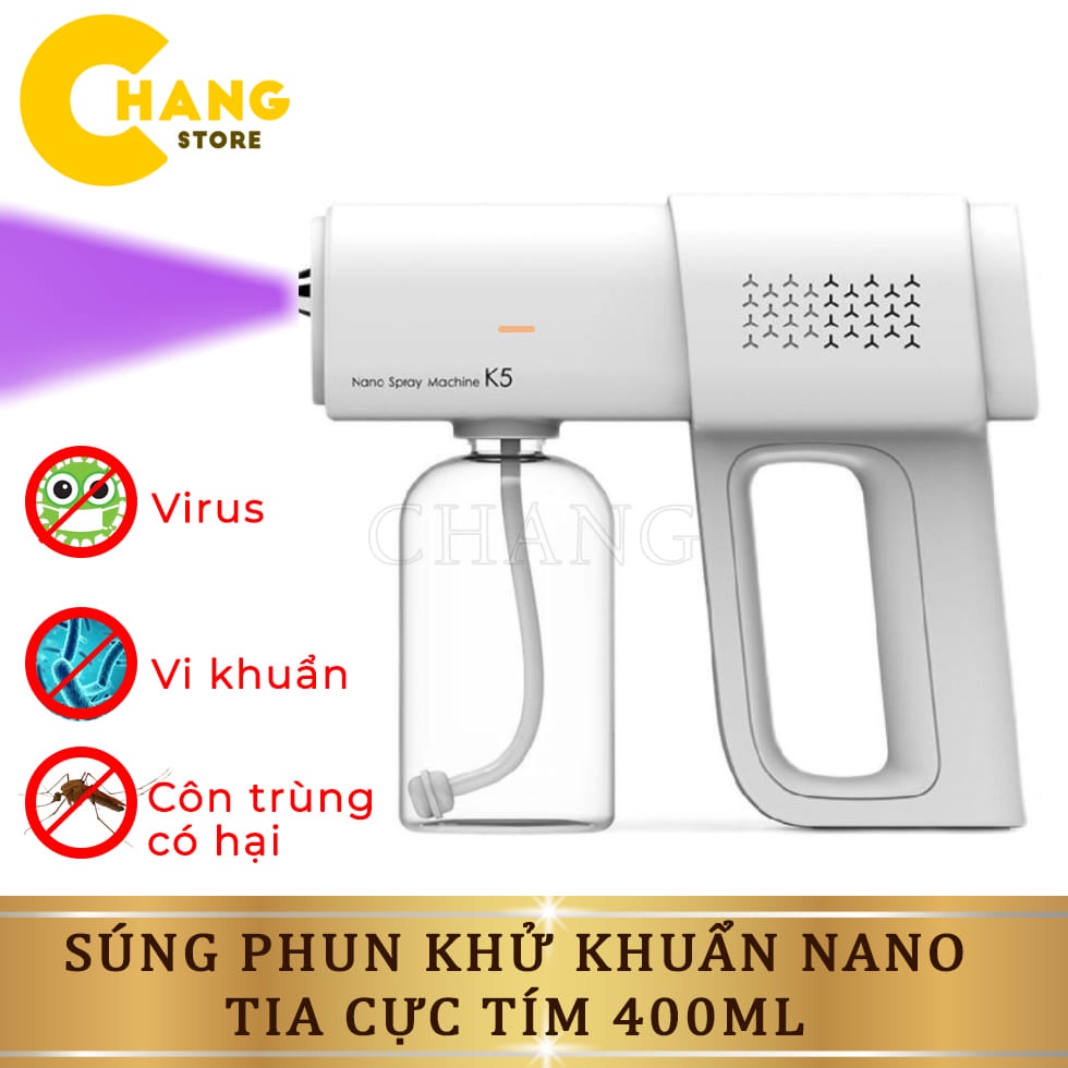 [Mã LIFE1404ALL50K giảm 10% đơn 200K] Súng Phun Khử khuẩn Cầm Tay NANO, Máy Xịt Khử Khuẩn Tia Cực Tím 400ml Thế Hệ Mới