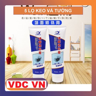 [ Chính Hãng ] Bộ 5 Lọ Keo Vá Tường Chống Thấm LKB 250gr - Trám Trét Vết Nứt Khe Hở Tường - Chống Mốc Ẩm Làm Sạch Tường