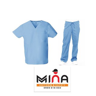 Bộ scrubs bác sĩ, quần áo y tế phẫu thuật - Màu Xanh baby (Có hình ảnh thực tế)
