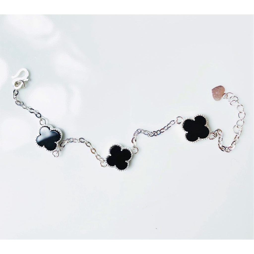 Vòng tay đá đen chất liệu bạc ta sang trọng nữ tính - Trang sức bạc Evasilver