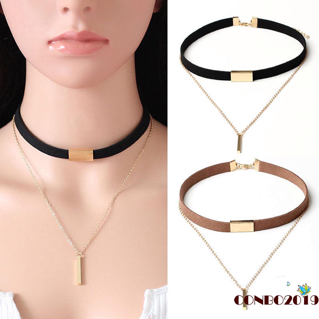 Vòng cổ dây nhung phối sợi vàng thời trang nữ