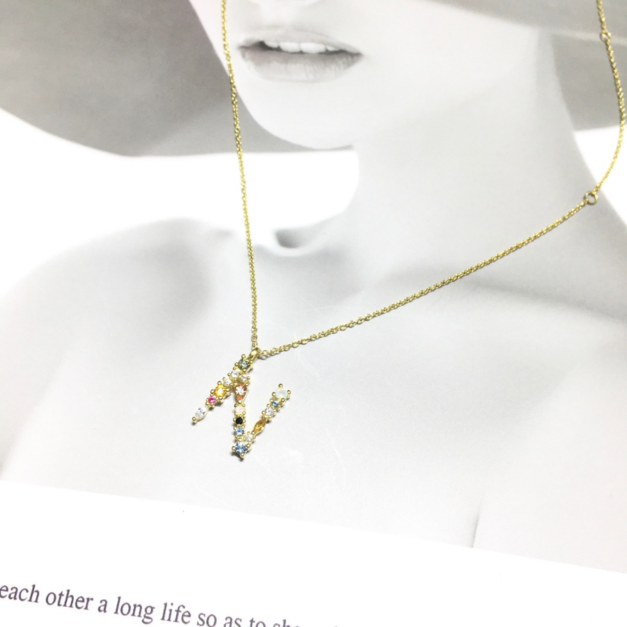 Dây chuyền bạc ý 925 mạ vàng 18k Chữ cái Tên - Cecy