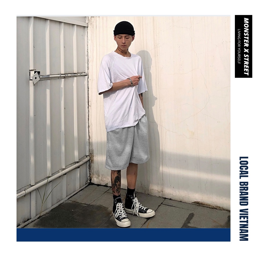 Quần Short Đùi Trơn unisex MONSTER X STREET Basic nam nữ thể thao oversize Hàn Quốc Ulzzang | BigBuy360 - bigbuy360.vn