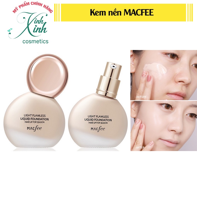 Kem nền Macfee che Khuyết Điểm Dạng Lỏng Lâu Trôi Kiểm Soát Dầu cực mịn dưỡng ẩm da