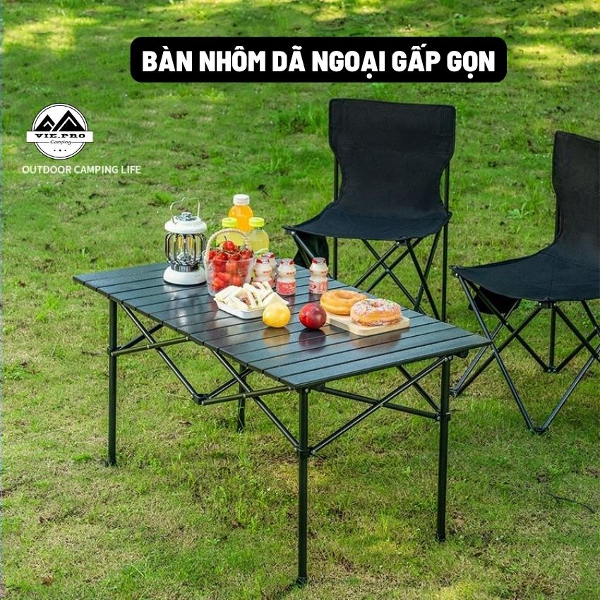 Bàn nhôm dã ngoại gấp gọn, cắm trại, câu cá - Chất liệu thép carbon chịu lực