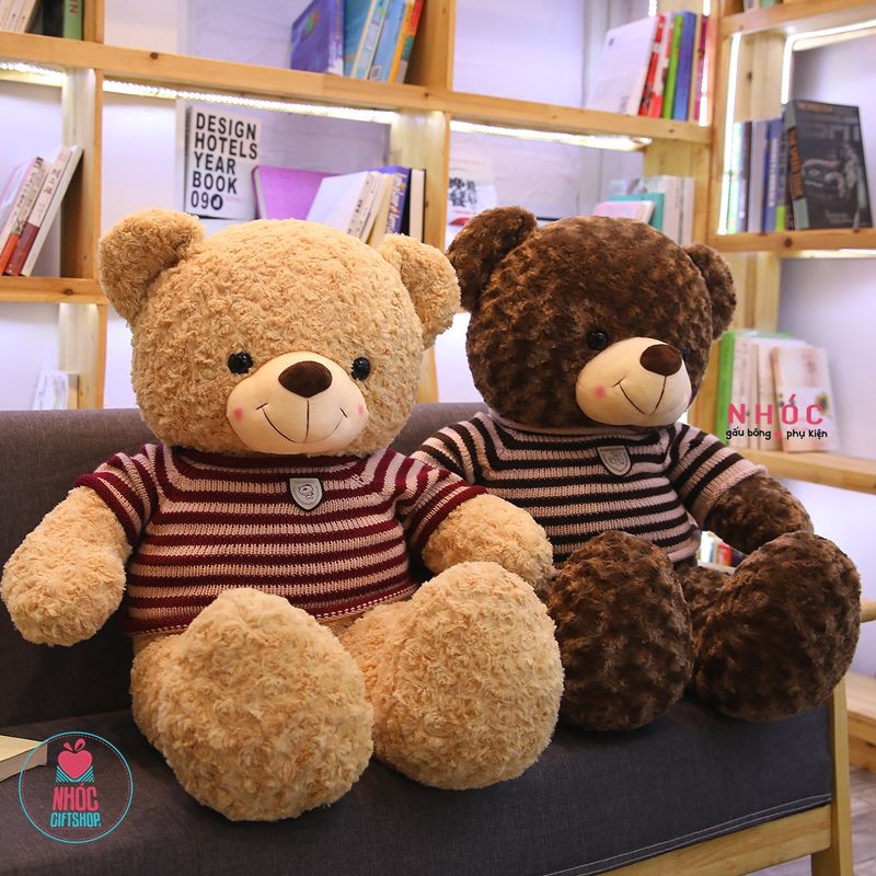 Gấu teddy áo len sọc - Nâu - NHÓC