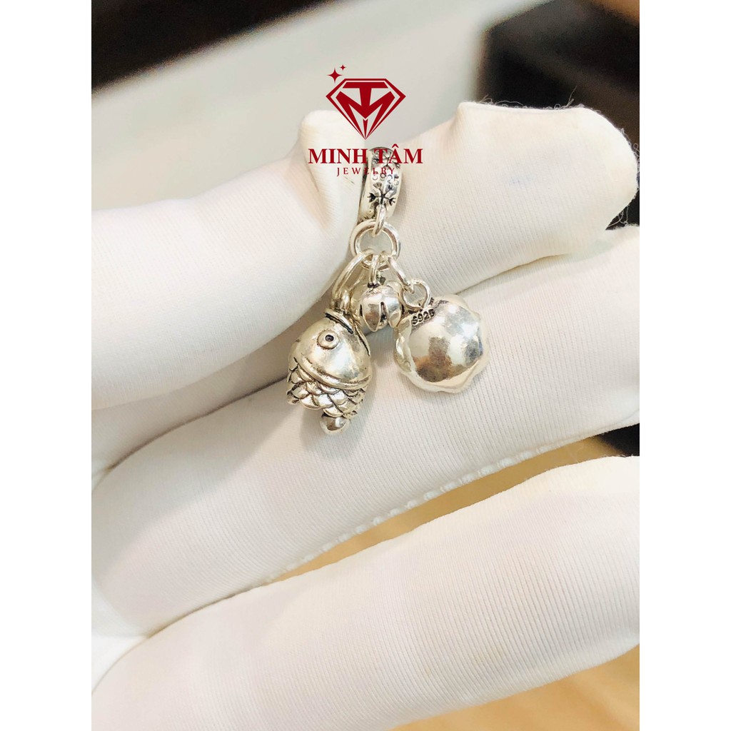 Charm bạc cá chép  nụ hoa sen bạc Thái S925-Minh Tâm Jewelry