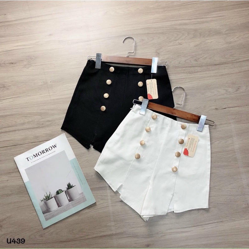 Quần shorts đùi kaki 8 nút xẻ đùi lưng siêu cao - B3U