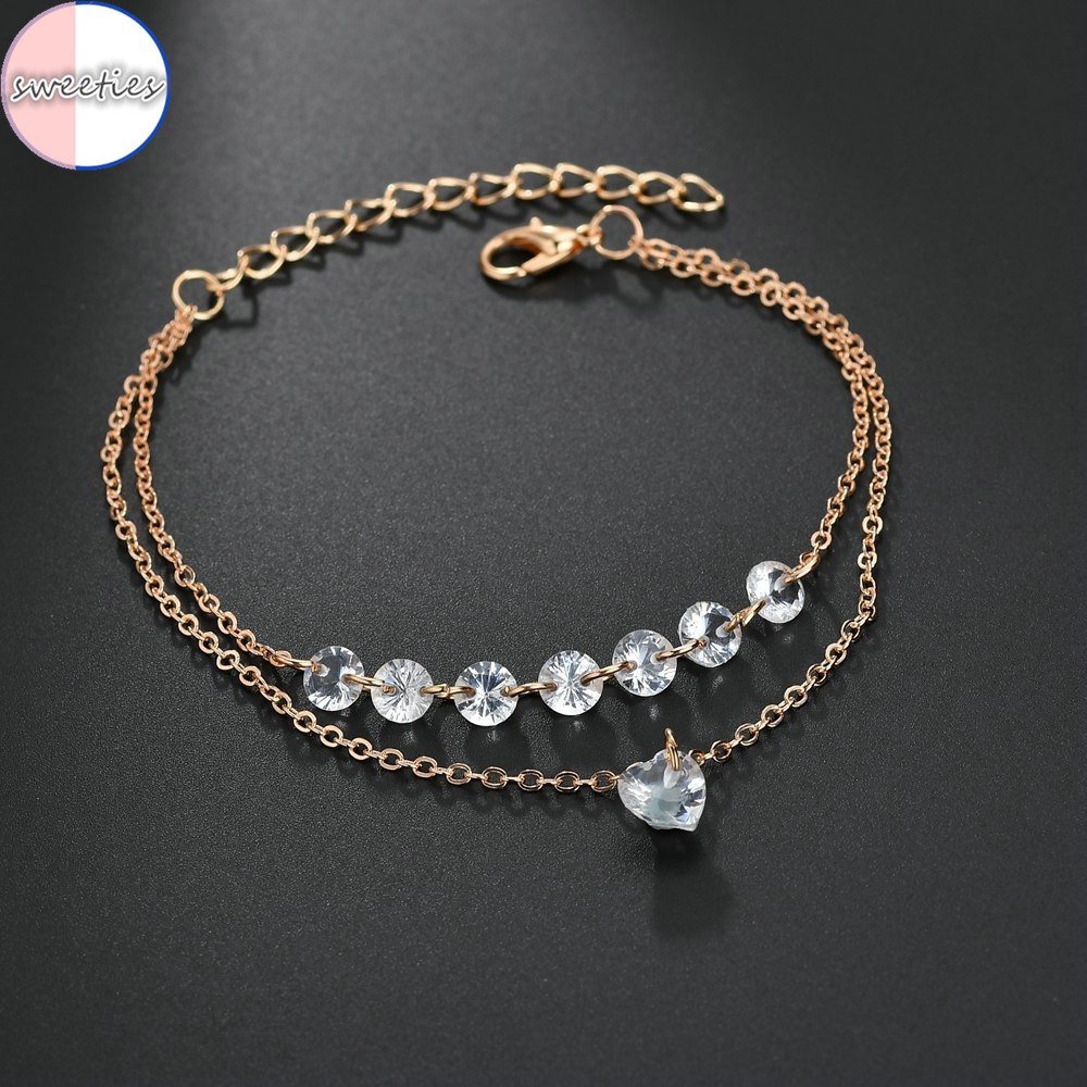 Vòng Tay Hai Lớp Đính Đá Pha Lê Phong Cách Retro Cho Nữ