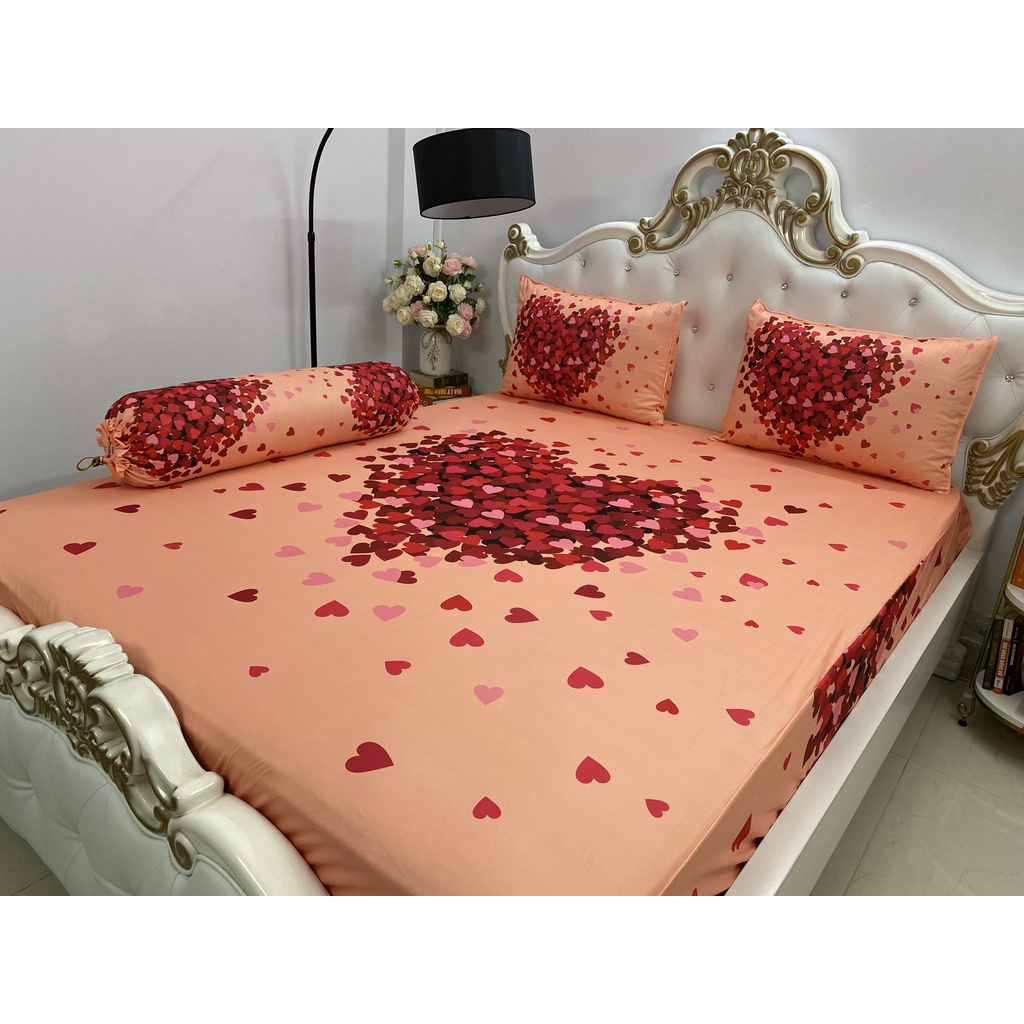 Drap Thun Lạnh 5D Cao Cấp Mẫu Trái Tim