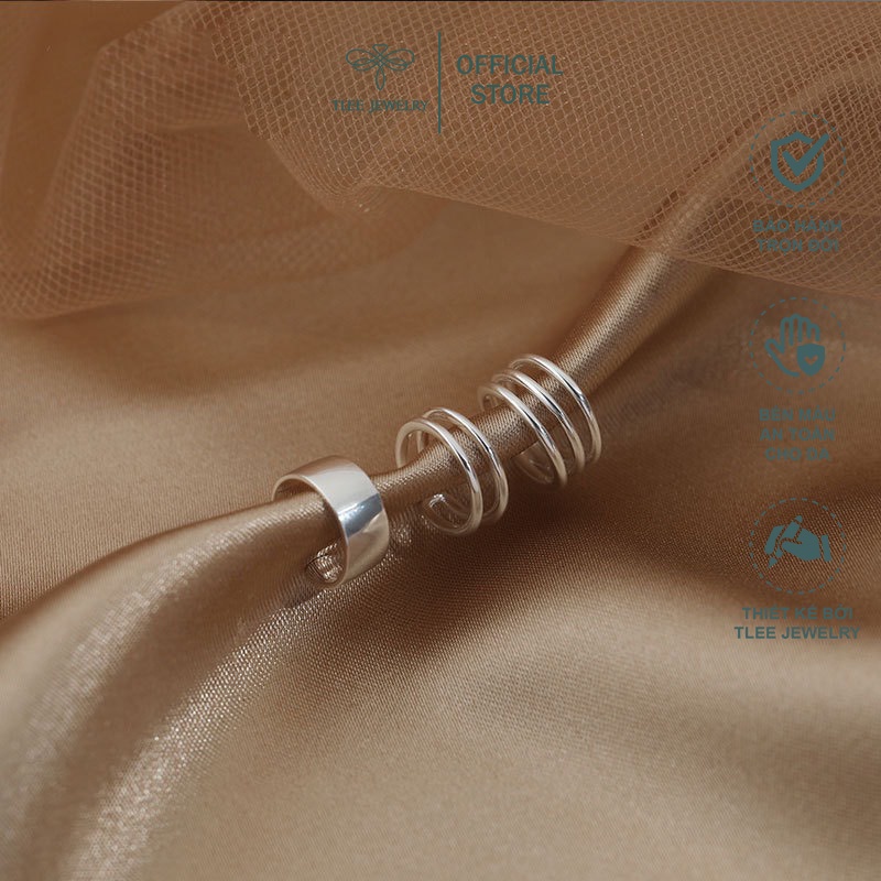 Khuyên tai bạc nữ TLEE kẹp vành set 3 mẫu basic TleeJewelry B0116