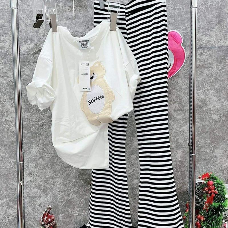 Đồ bộ nữ quần ống loe nữ cạp cao bigsize quần thun gân len tăm cotton  ESHOP  form rộng tay lửng co giãn đẹp DB37