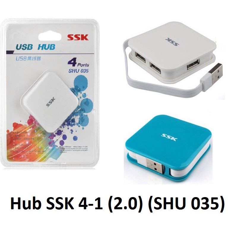 HUB USB BỘ CHIA CỔNG USB TỪ 1 RA 4 CỔNG USB 2.0 SSK SHU 035