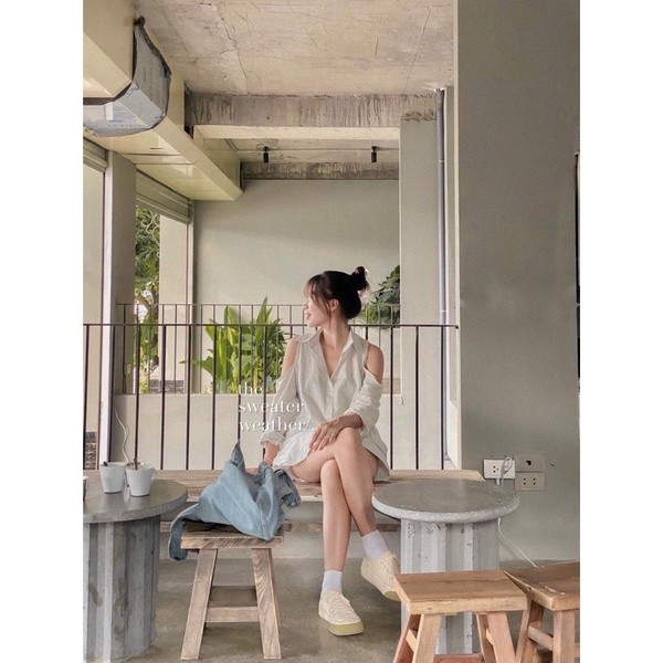 Áo sơ mi khoét vai kẻ sọc chất đũi ( Ảnh thật ) | BigBuy360 - bigbuy360.vn