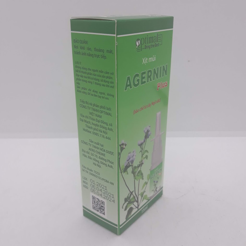 Dung dịch xịt mũi AGERNIN plus hoa ngũ sắc lọ 15ml