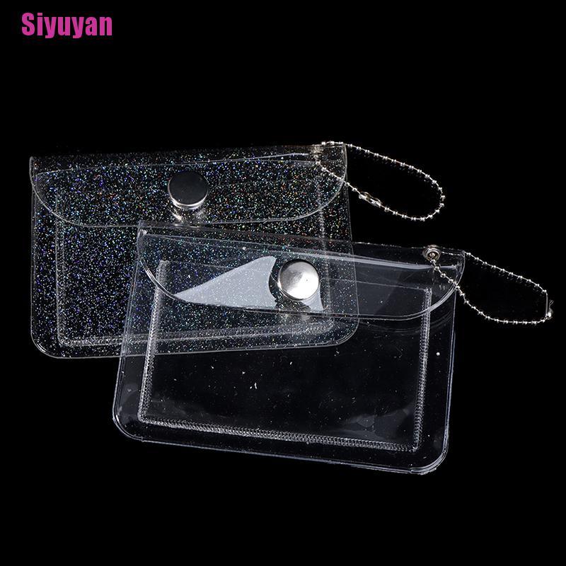 [Siyuyan] Bling Transparent ID Card Holder PVC Women Short Money Clip Wallet Coin Purse