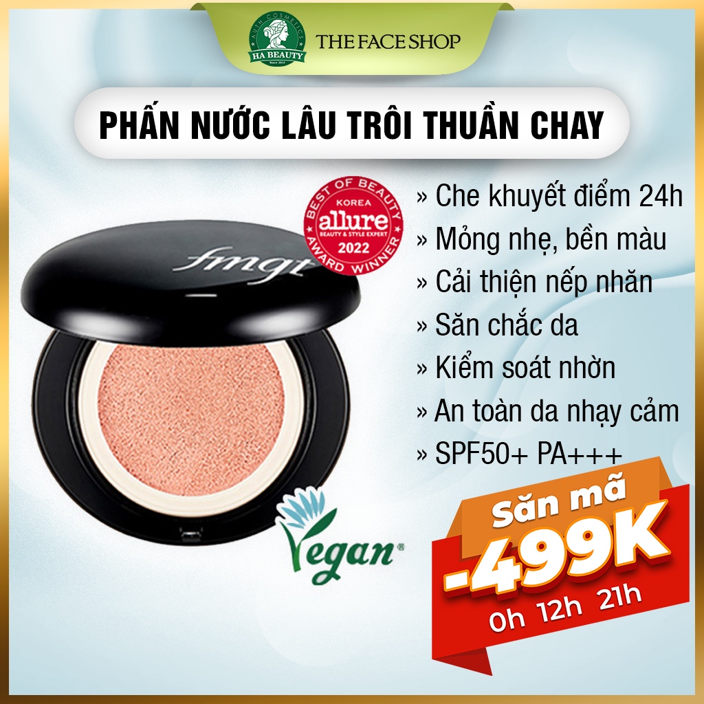 Phấn nước lâu trôi thuần chay The Face Shop fmgt Ink Lasting Cushion Free Vegan SPF50+PA+++ 12g