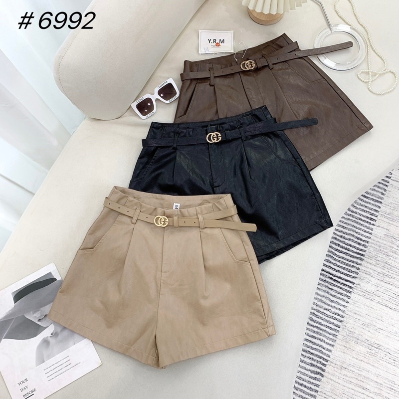 QUẦN SHORT DA KÈM ĐAI GG CẠP CAO HÀNG QCL1 MS24455 (K4-2)