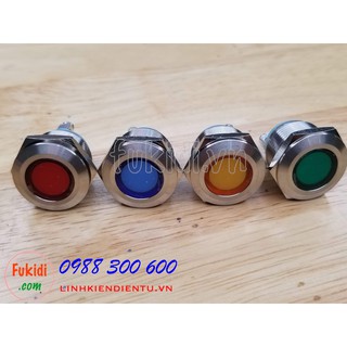 Đèn LED báo nguồn, báo tín hiệu vỏ kim loại, phi 19mm, điện áp 24V