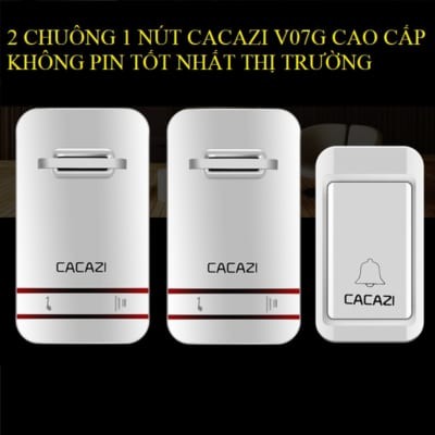 [INCU16APR]  Chuông Cửa 2 CHUÔNG 1 NÚT  CACAZI V027G Cao Cấp NHẤT PIN Cơ Chạy Vĩnh Viễn, Không Phải Thay Pin