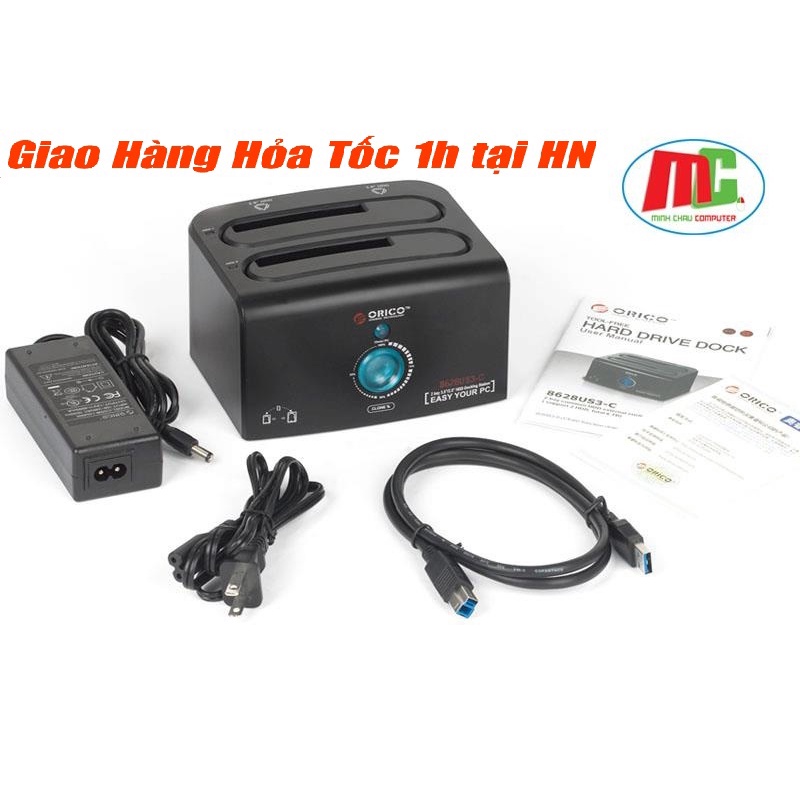 Đế Cắm ổ Cứng Đôi (2 Khe Cắm) cho Ổ 2.5&quot; và 3.5&quot; Chuẩn USB 3.0 Orico 8628US3-C (Hỗ Trợ Clone)