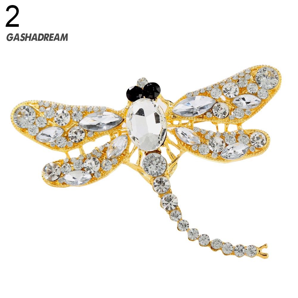 ♉GD Women\'s Fashion Dragonfly Crystal Brooch Lovely Rhinestone Scarf Pin Jewelry