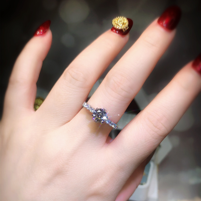 925 Sterling Silver nhẫn nữ Bowknot pt950 Mossang Diamond Engagement Đồ trang sức thời trang