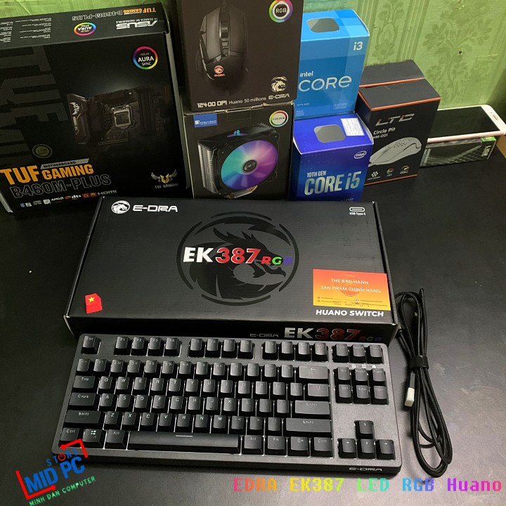 Bàn phím cơ Gaming E-Dra EK387 RGB Huano Switch bản new 2021 BH 24 Tháng