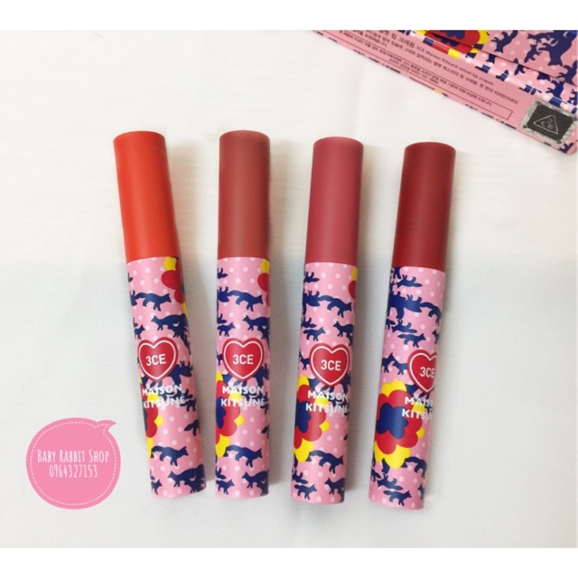 Son Kem Lì 3CE Maison Kitsune Velvet Lip Tint [Phiên bản Giới Hạn Maison Kitsune]