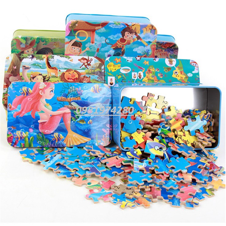 Ghép hình puzzle 200 mảnh hộp sắt