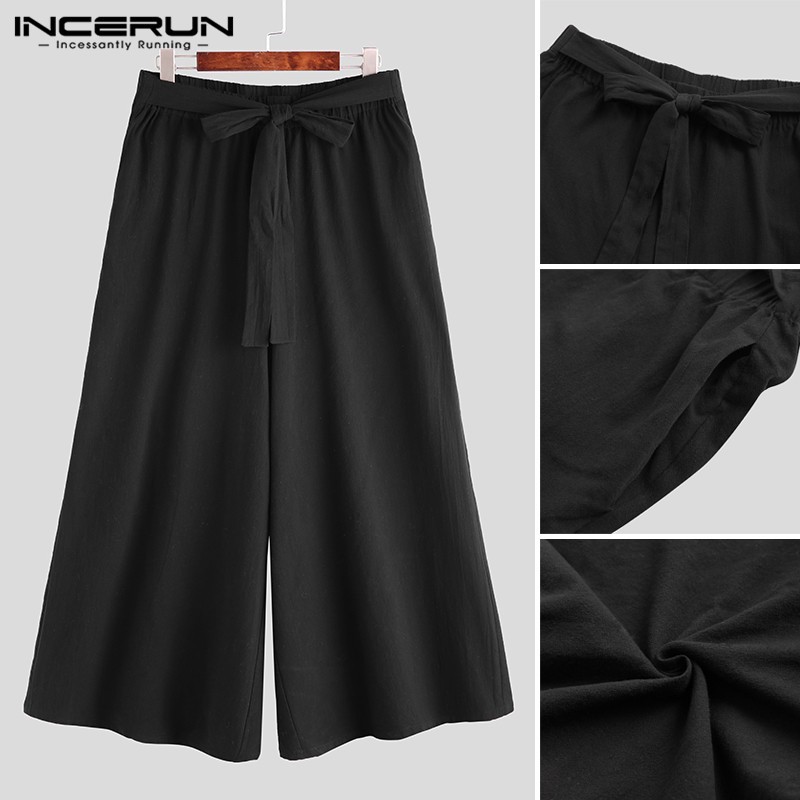 XMAN Quần ống rộng lưng thun đen cho nam | BigBuy360 - bigbuy360.vn