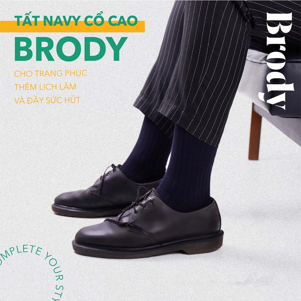 Tất cổ cao nam BRODY Xanh Navy Cotton Combed cao cấp Thời trang nam Công sở - MC00279