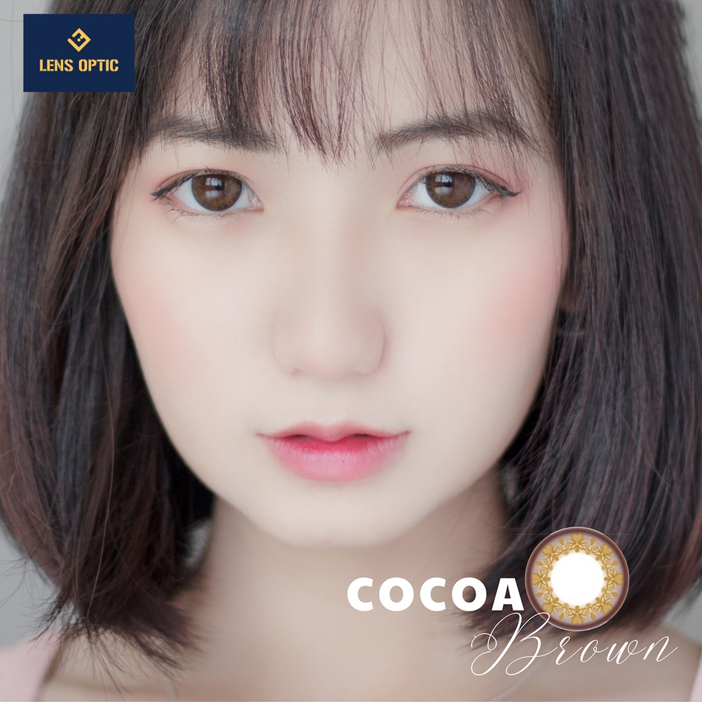Kính áp tròng 1 tháng SEED có màu Cocoa Brown có độ cho mắt cận - Lens Optic