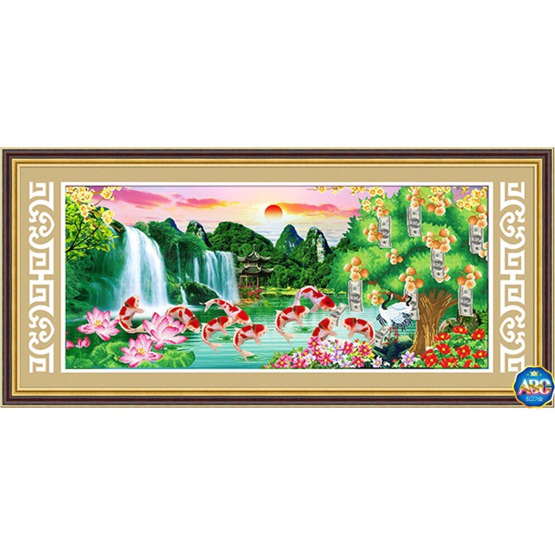Tranh đính đá Phong Cảnh Non Nước Hữu Tình DF219 (150x70) chưa đính