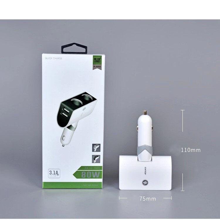 Tẩu Sạc Ô Tô – Bộ Chia Tẩu Sạc Ô Tô – 2 Lỗ 2 USB Cao Cấp Dành Cho Tất Cả Các Dòng Xe 5003