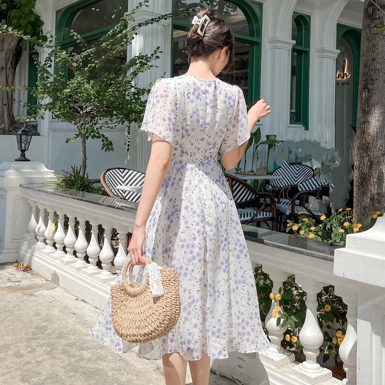 Đầm VERNIE - Đầm dài dáng xoè tay xẻ