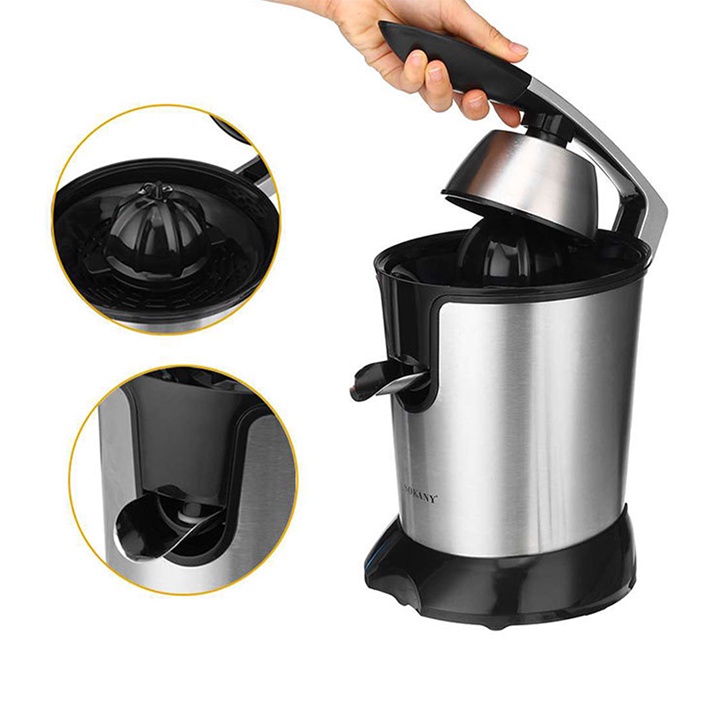 Máy vắt ép cam tự động Sokany JE-618D Chất liệu Inox 304 cao cấp, vắt êm kiệt nước