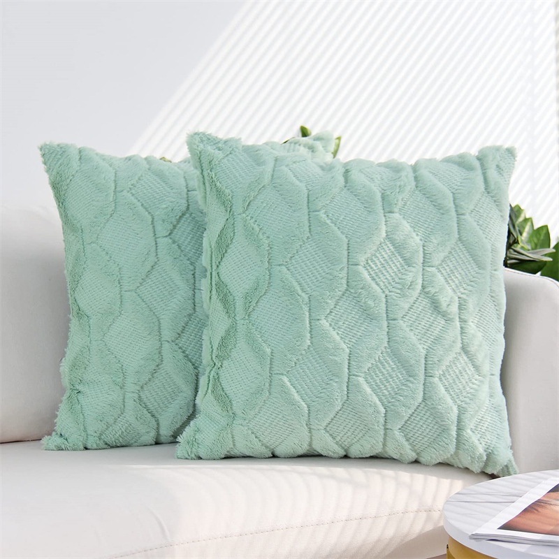 Vỏ gối nhung mềm hình vuông họa tiết kim cương dùng trang trí nhà/ ghế sofa/ phòng ngủ