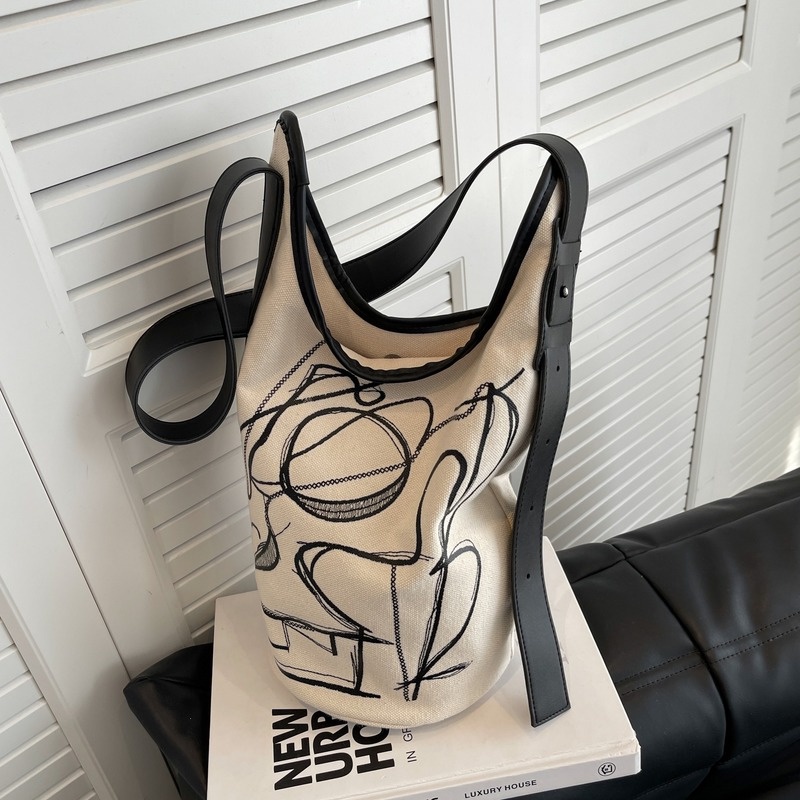 Túi Xách Vải canvas Gylb1594 Mẫu Mới 2022 In Họa Tiết Đơn Giản Cho Nữ