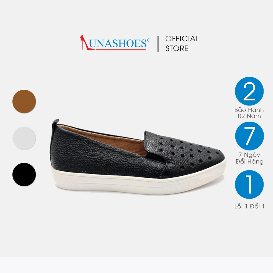 Giày slipon nữ da bò thật LUNASHOES 710 màu đen nâu trắng fullsize bảo hành 24 tháng 1 đổi 1