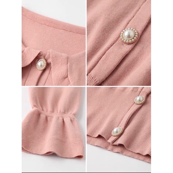 💋FREESIZE💋 Áo len cổ bèo cúc Ngọc , tay xoè điệu Đà xinh đẹp. Hàng qc Chuẩn ảnh Uy Tín