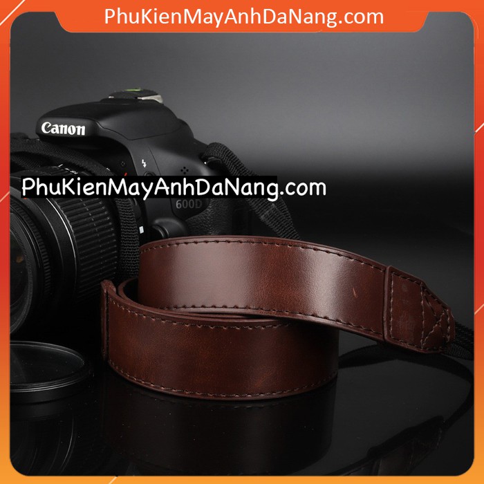 Dây đeo máy ảnh da bản nhỏ 3cm phù hợp cho máy ảnh không gương lật mirrorless Canon Fujifilm Sony D38