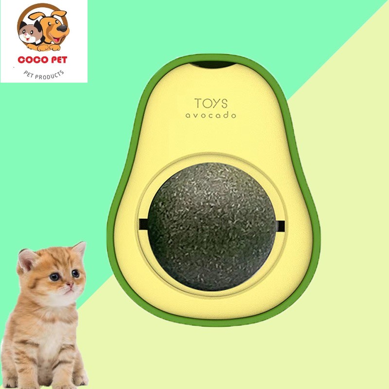 Cỏ Bạc Hà Cho Mèo, Catnip Hình TRÁI BƠ Xoay Ngộ Nghĩnh Gắn Tường Giúp Mèo Thư Giãn Tiêu Búi Lông