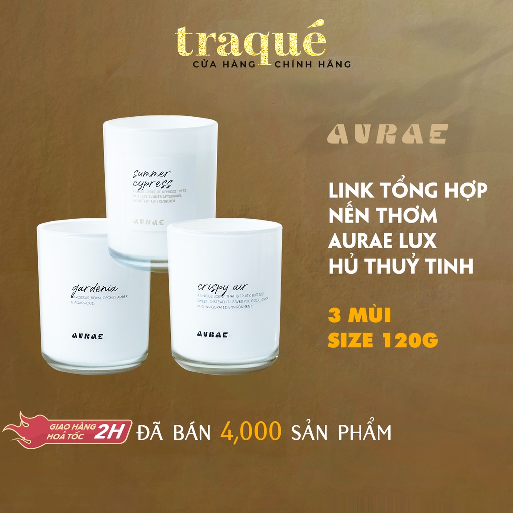 [11 mùi - 2 size] Nến thơm cao cấp - tinh dầu nước hoa sang trọng xuất khẩu Aurae, dùng trang trí nhà cửa và quà tặng