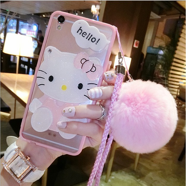 Ốp điện thoại trong suốt in hình Hello Kitty cho iPhone 5/5S/SE/6/6S/6+/6S+/7/8/7+/8+/X