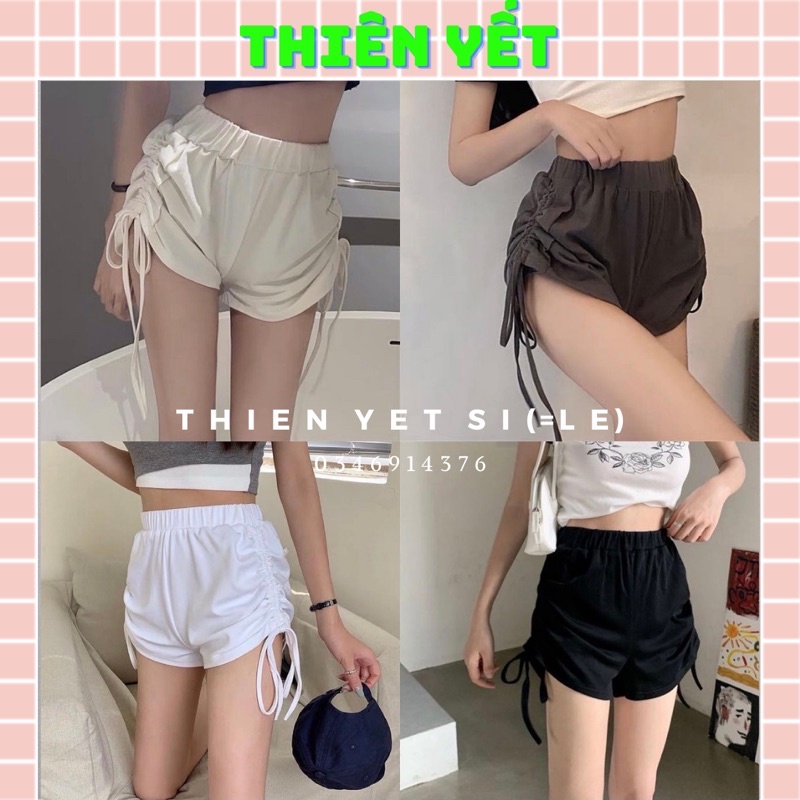 Quần short THUN GÂN RÚT DÂY sexy GYM nữ hình thật