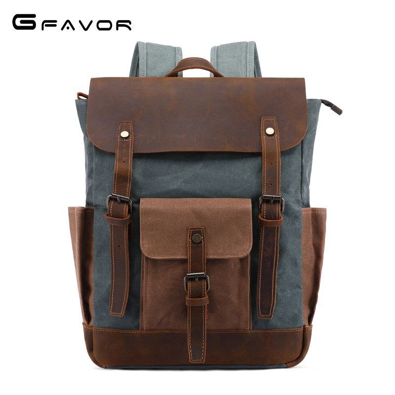 G-Favor Balo vải canvas phối da bò cao cấp - Mẫu T0011