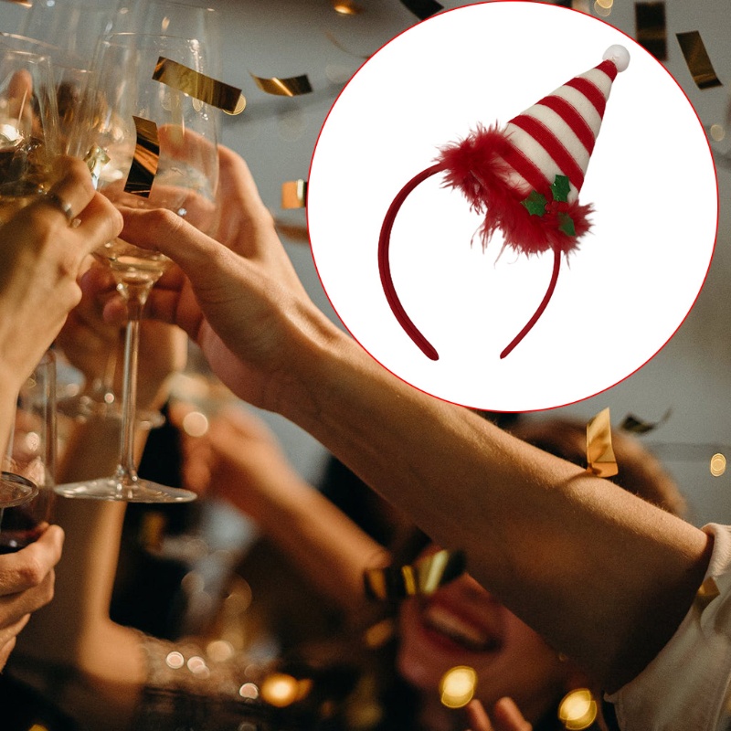 Băng Đô Mũ Ông Già Noel Họa Tiết Kẻ Sọc Và Lông Vũ Làm Đạo Cụ Chụp Ảnh Kỳ Nghỉ